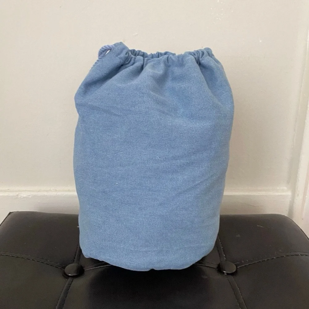 New Chanel Beauty GWP Light Blue Denim Drawstring Pouch Makeup Cosmetic Bag